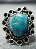Swirls Of Intricacy Vintage Native American Navajo Turquoise Sterling Ring-Nativo Arts