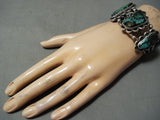 Swirls Of Matrix Vintage Native American Navajo Green Turquoise Sterling Silver Bracelet-Nativo Arts