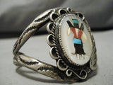 Symbolic Ceremonial Kachina Vintage Native American Navajo Turquoise Sterling Silver Bracelet-Nativo Arts