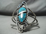 Tall Vintage Native American Navajo Turquoise Inlay Sterling Silver Bracelet-Nativo Arts