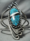 Tall Vintage Native American Navajo Turquoise Inlay Sterling Silver Bracelet-Nativo Arts