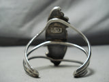 Tall Vintage Native American Navajo Turquoise Inlay Sterling Silver Bracelet-Nativo Arts