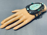 The Best Hand Carved Leaf Vintage Native American Navajo Turquoise Sterling Silver Bracelet-Nativo Arts