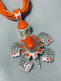 The Best Native American Navajo Coral Sterling Silver Turtle Necklace-Nativo Arts