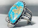 The Best Vintage Native American Navajo Blue Thunder Turquoise (rare) Sterling Silver Bracelet-Nativo Arts