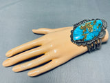 The Best Vintage Native American Navajo Blue Thunder Turquoise (rare) Sterling Silver Bracelet-Nativo Arts