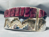 The Best Vintage Native American Navajo Purple Shell Inlay Sterling Silver Bracelet-Nativo Arts