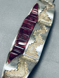 The Best Vintage Native American Navajo Purple Shell Inlay Sterling Silver Bracelet-Nativo Arts