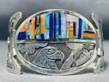 The Best Vintage Native American Navajo Turquoise Inlay Sterling Silver Clasp Bracelet-Nativo Arts