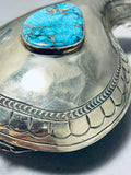 The Biggest Best Vintage Native American Navajo Morenci Turquoise Sterling Silver Canteen-Nativo Arts