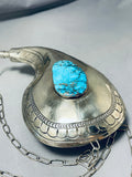 The Biggest Best Vintage Native American Navajo Morenci Turquoise Sterling Silver Canteen-Nativo Arts