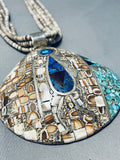 The Most Unique Vintage Native American Turquoise Inlay Shell Sterling Necklace-Nativo Arts