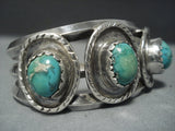 Thick And Heavy!! Vintage Navajo Carico Lake Turquoise Sterling Native American Jewelry Silver Bracelet-Nativo Arts