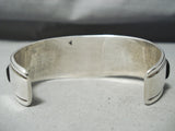 Thick Detailed!! Vintage Native American Navajo Turquoise Inlay Sterling Silver Bracelet-Nativo Arts