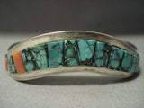 Thick Green Spiderweb Turquoise Harry Jim Vintage Navajo Native American Jewelry Silver Bracelet-Nativo Arts