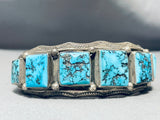Thick Heavy Authentic Vintage Native American Navajo Turquoise Sterling Silver Bracelet-Nativo Arts