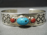 Thick Heavy Vintage Native American Navajo Carico Lake Turquoise Sterling Silver Bracelet-Nativo Arts