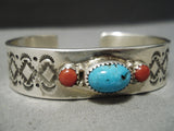 Thick Heavy Vintage Native American Navajo Carico Lake Turquoise Sterling Silver Bracelet-Nativo Arts