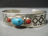 Thick Heavy Vintage Native American Navajo Carico Lake Turquoise Sterling Silver Bracelet-Nativo Arts