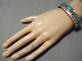 Thick Heavy Vintage Native American Navajo Carico Lake Turquoise Sterling Silver Bracelet-Nativo Arts
