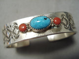 Thick Heavy Vintage Native American Navajo Carico Lake Turquoise Sterling Silver Bracelet-Nativo Arts
