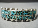 Thick Sturdy Vintage Native American Navajo Turquoise Sterling Silver Bracelet Old-Nativo Arts