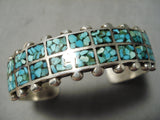 Thick Sturdy Vintage Native American Navajo Turquoise Sterling Silver Bracelet Old-Nativo Arts