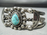Thicker Vintage Native American Navajo Gilbert Turquoise Sterling Silver Bracelet Old-Nativo Arts