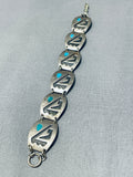 Time Consuming Intricate Vintage Native American Navajo Turquoise Sterling Silver Bracelet-Nativo Arts