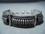 Tom Charlie Vintage Native American Navajo Sterling Silver Hinge Bracelet Old-Nativo Arts