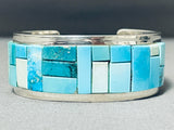 Tommy Jackson Native American Navajo Light Blue Turquoise Inlay Sterling Silver Bracelet-Nativo Arts