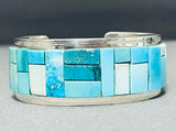 Tommy Jackson Native American Navajo Light Blue Turquoise Inlay Sterling Silver Bracelet-Nativo Arts