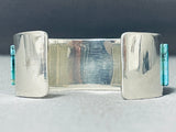 Tommy Jackson Native American Navajo Light Blue Turquoise Inlay Sterling Silver Bracelet-Nativo Arts