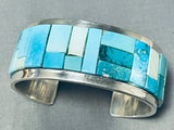 Tommy Jackson Native American Navajo Light Blue Turquoise Inlay Sterling Silver Bracelet-Nativo Arts