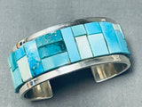 Tommy Jackson Native American Navajo Light Blue Turquoise Inlay Sterling Silver Bracelet-Nativo Arts