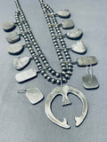 Tommy Lewis Native American Navajo Turquoise Sterling Silver Squash Blossom Necklace-Nativo Arts