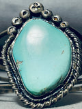 Towering Authentic Vintage Native American Navajo Sky Blue Turquoise Sterling Silver Bracelet-Nativo Arts
