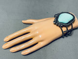 Towering Authentic Vintage Native American Navajo Sky Blue Turquoise Sterling Silver Bracelet-Nativo Arts