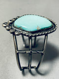 Towering Authentic Vintage Native American Navajo Sky Blue Turquoise Sterling Silver Bracelet-Nativo Arts