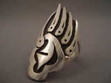 Towering Badger Paw Vintage Navajo Native American Jewelry Silver Ring Old-Nativo Arts