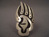 Towering Badger Paw Vintage Navajo Native American Jewelry Silver Ring Old-Nativo Arts