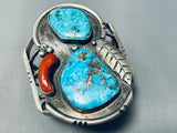 Towering Museum Vintage Native American Navajo Morenci Turquoise Sterling Silver Bracelet-Nativo Arts