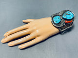 Towering Museum Vintage Native American Navajo Morenci Turquoise Sterling Silver Bracelet-Nativo Arts