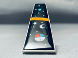 Towering Outer Space Native American Navajo Turquoise Coral Sterling Silver Ring-Nativo Arts