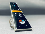 Towering Outer Space Native American Navajo Turquoise Coral Sterling Silver Ring-Nativo Arts