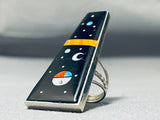 Towering Outer Space Native American Navajo Turquoise Coral Sterling Silver Ring-Nativo Arts