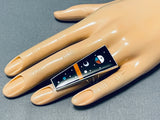 Towering Outer Space Native American Navajo Turquoise Coral Sterling Silver Ring-Nativo Arts