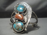 Towering Vintage Native American Navajo Old Morenci Turquoise Sterling Silver Bracelet Old-Nativo Arts