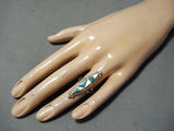 Towering Vintage Native American Navajo Turquoise Shell Sterling Silver Ring Old-Nativo Arts
