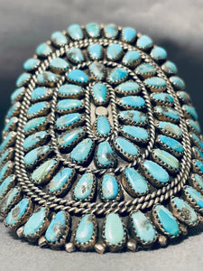 Towering Vintage Native American Navajo Turquoise Sterling Silver Bracelet-Nativo Arts